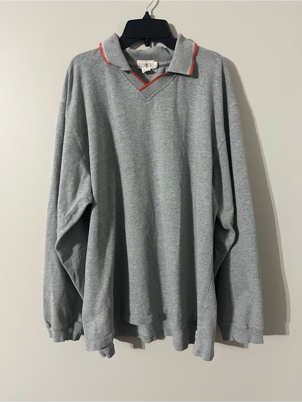 J Crew Vintage Fleece Three Quarter Zip Pullover Gray Sweatshirt Mens XL